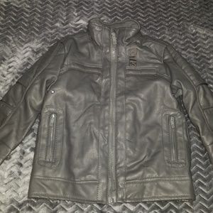 Boys Gray Leather Jacket